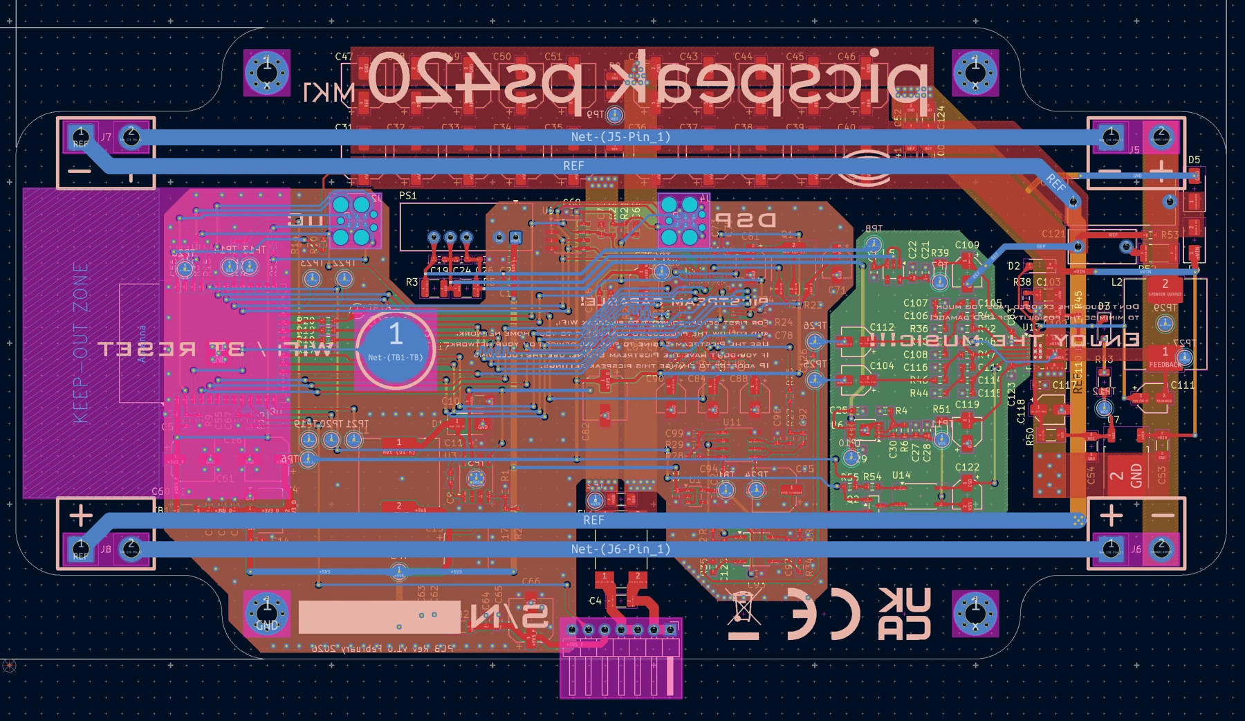 SiriusLab ps420 MK1 PCB layout in the electronics design tool
